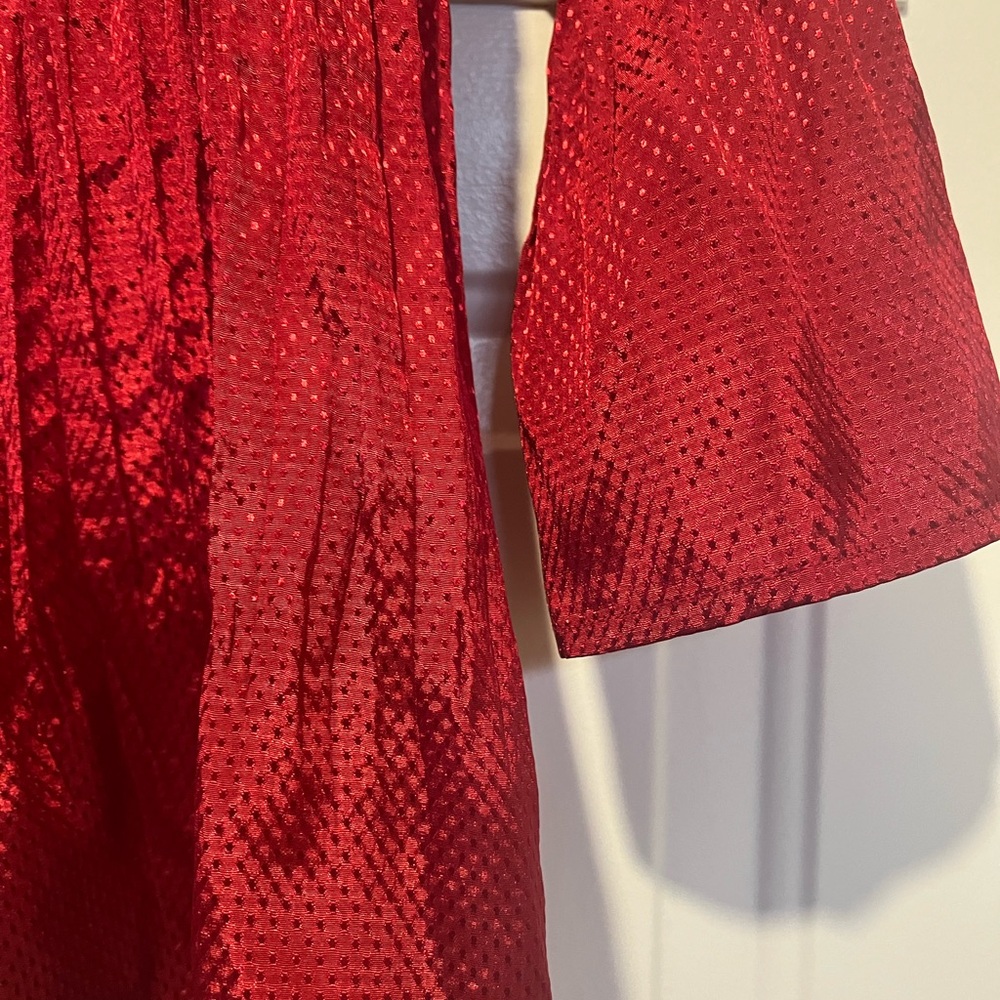 NY Collection Vibrant Red Ruffle Blouse - Picture 4 of 7